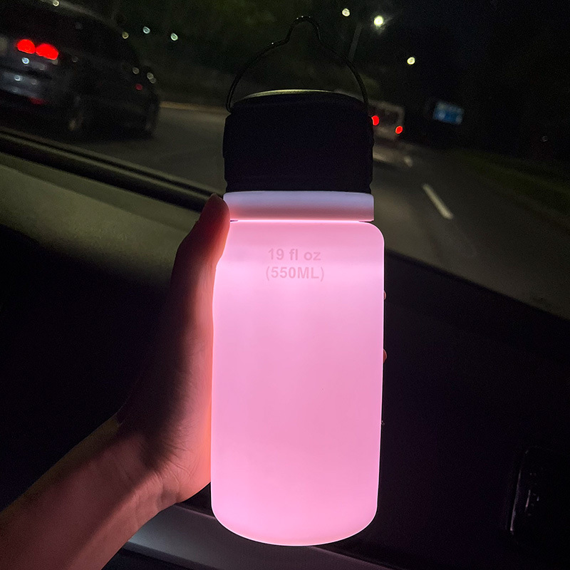 Outdoor LED Collapsible Silicone Sports Water Bottle
